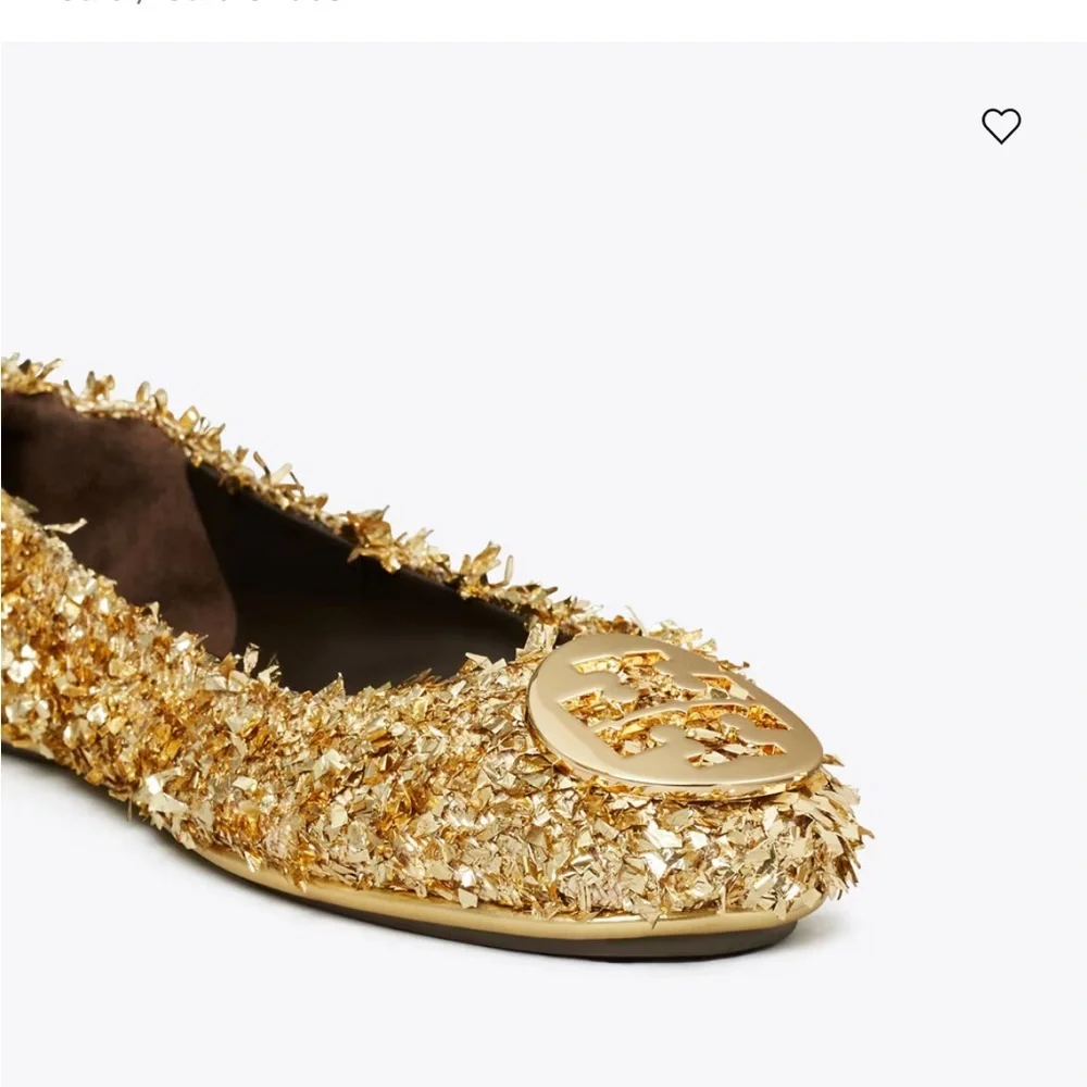 TORY BURCH MINNIE TRAVEL BALLET Color: Gold / Gold WOMEN SIZE 7.5 NEW
